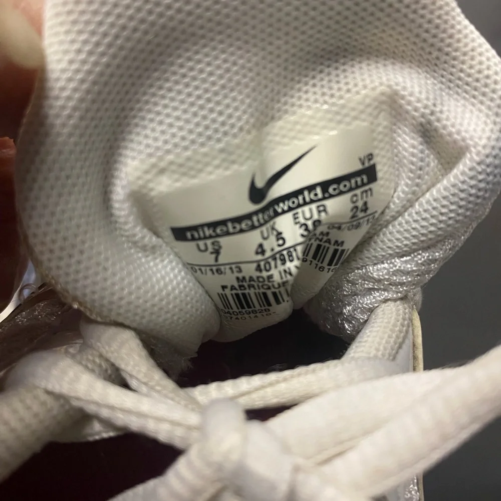 Nike White and Gray Mesh Sneakers with Pink Swoosh - Picture 5 of 6